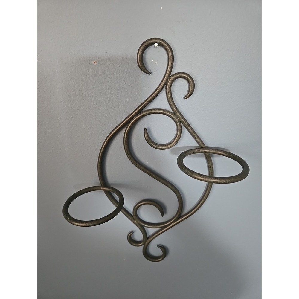 Metal Pillar Candle Wall Sconce Black Excellent Used Condition 12.5"L x 8.5"W